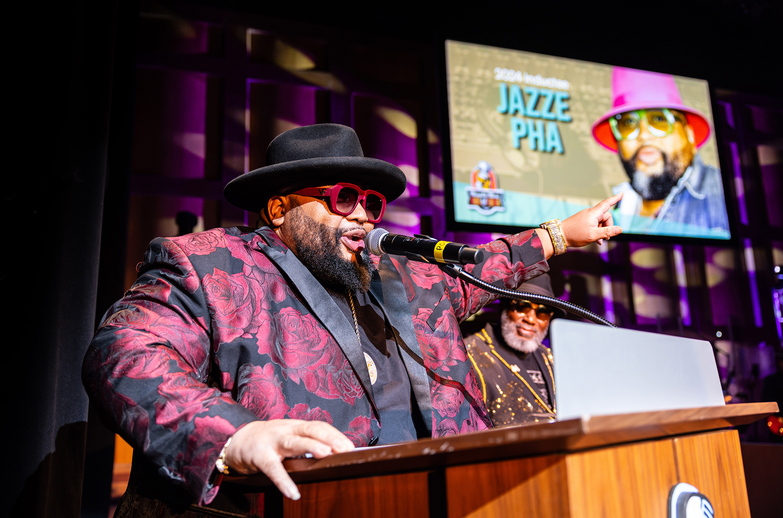 Jazze speaks at the MMHOF induction ceremony