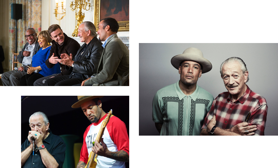 Charlie Musselwhite with celebrities and Ben Harper